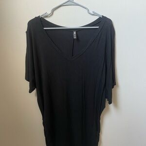Black V-Neck Women's Top